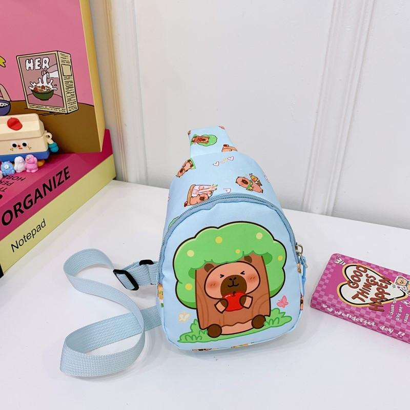 Capybara Cartoon Cute Shoulder Bag Breathable Fabric Toddlers Girl Travel Bags