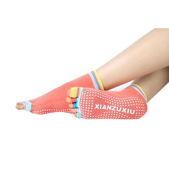 Toeless Half Toe Anti-slip Grip Ankle Yoga Socks Breathable Women Five Toe Socks