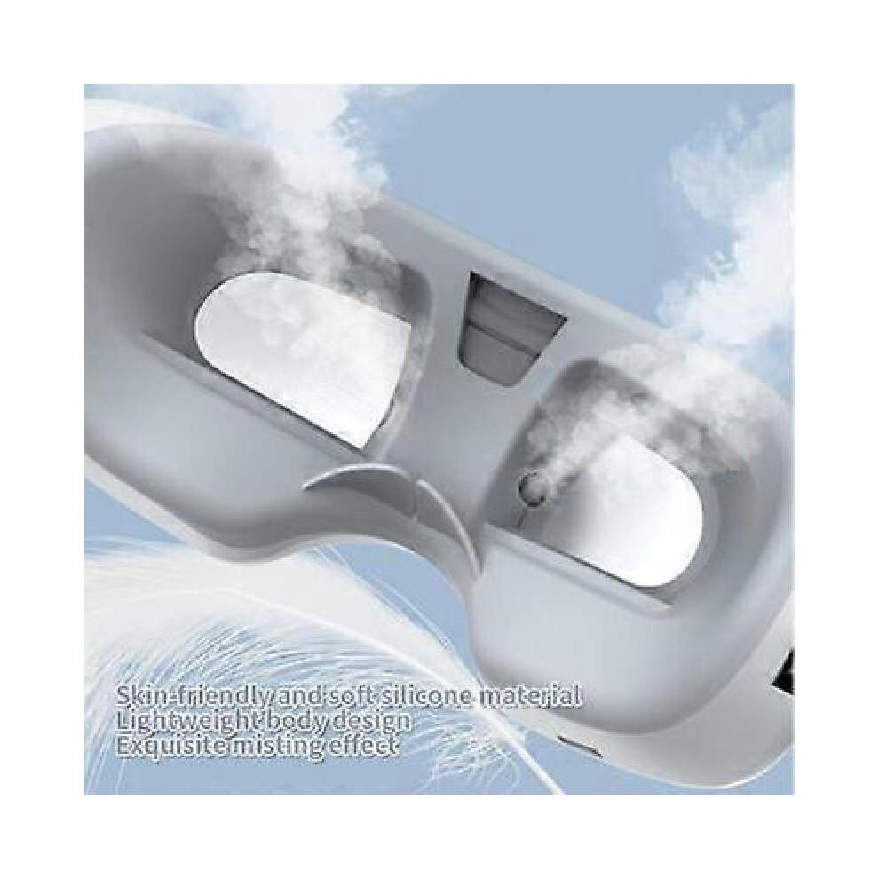 (White)Eyerelis Steam Therapy Eye Mask, Hot/Cold Compress with Adjustable Temperature, USB Rechargeable, Soft Silicone for Dry Eyes, Migraine Relief