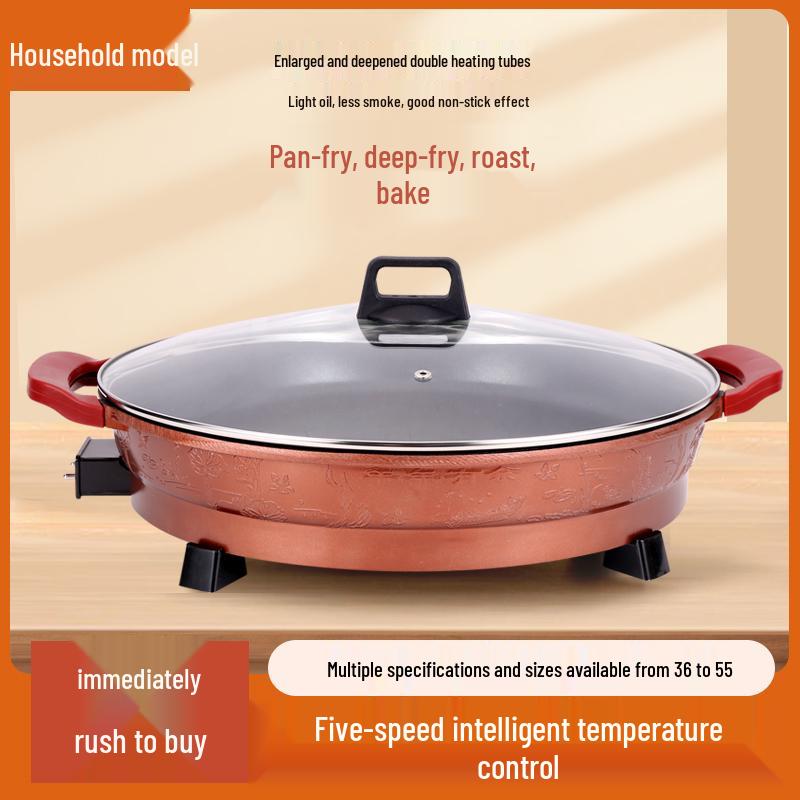 Large Electric Griddle with Non-Stick Fry Pan, Five-Speed Temp Control, for Home & Commercial Use