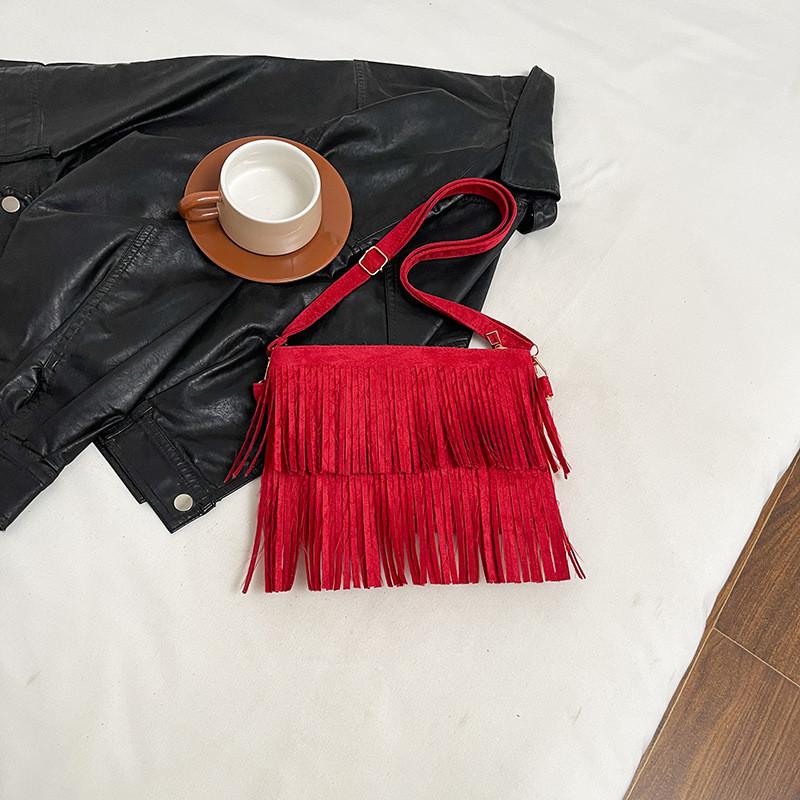 Bohemian Suede Fringe Purse Small Crossbody Bag For Daily Use