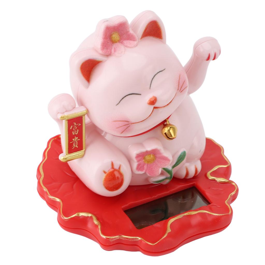 Lucky Cat Waving Arm Ornament ABS Solar Powered Light Induction Wealth Welcoming Cat Decoration for