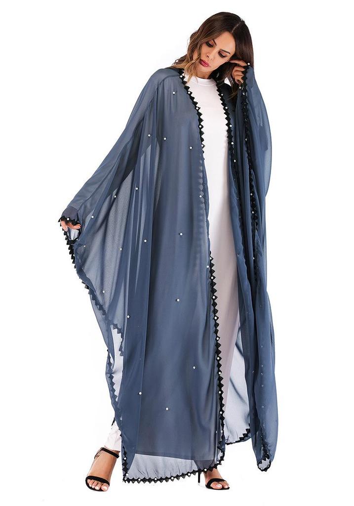 Women's Trendy Lace Patchwork Beaded Tie-Up Long Sleeve Cardigan Robe