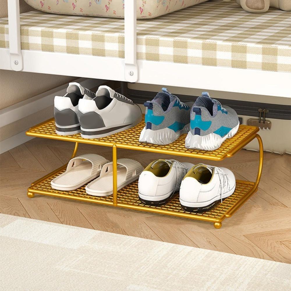 Bookshelf Large Capacity Metal Shoe Rack Space Saving Simple Shoe Stand Iron Storage Rack Bedroom