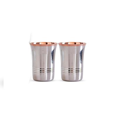 Steel Copper Glass Tumbler Set, Drinkware, Home Restaurant, 250 ML Each, 2 Pieces