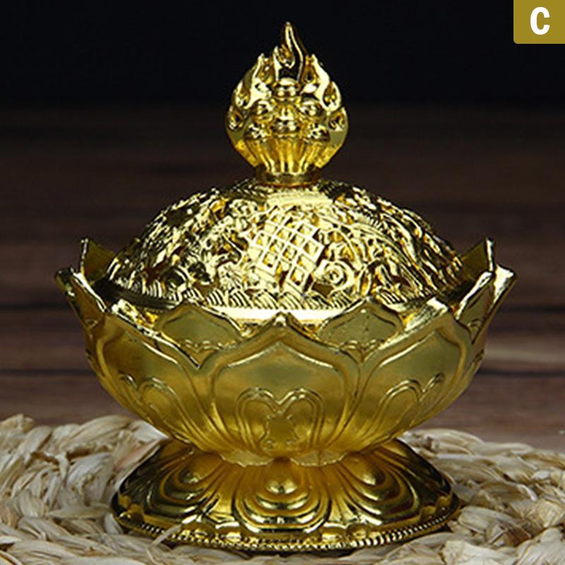 

Lotus Flower Incense Burner Buddhism Buddha Holder Brass Mini Sandalwood Censer C