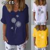 QICED Moda Donna Casual Manica Corta Scollo a V Bluse e Camicie