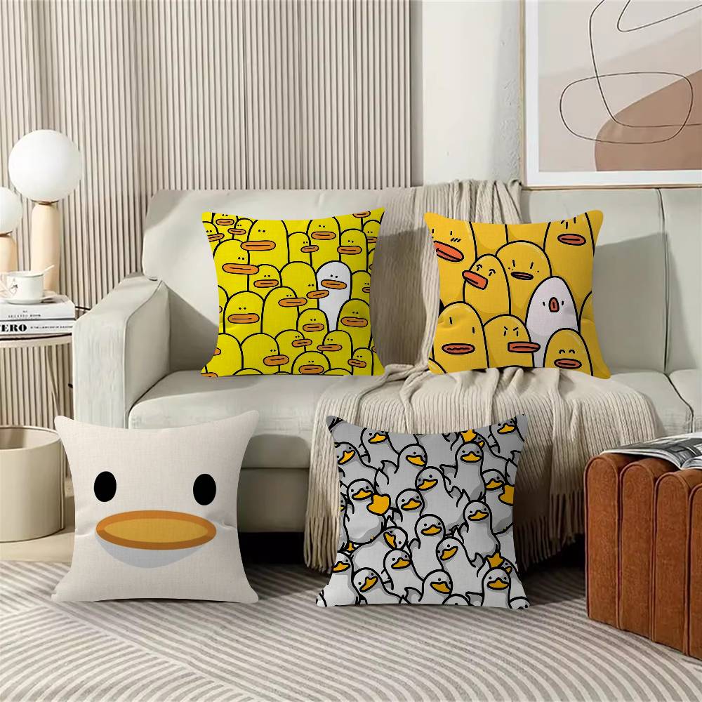 Gelbe und weiße Enten Ahorn Design Kissenbezug Glückliche Herbsternte Dekoration Feiertagsdekoration Kissenbezug