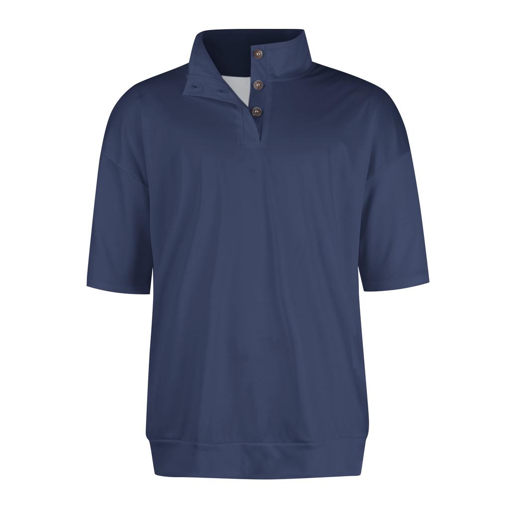 Letní pánská košile s krátkým rukávem na knoflíky se stojáčkem, ležérní módní top