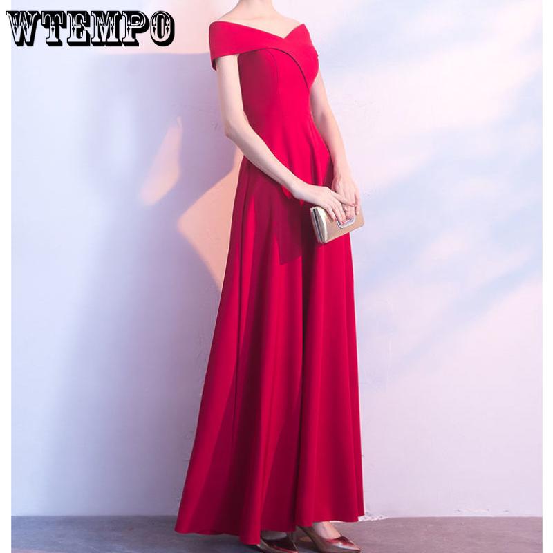 WTEMPO Women's V-neck Evening Dresses Wedding Party Reception Club Dresses A-line Wedding Dresses Hollow Strap Party Dresses