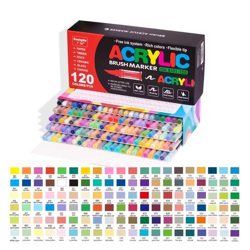 12/24/36/48/60/72/100/120 Colors Acrylic Paint Pens Christmas Gift Rock Painting Pens  Stone