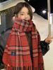 Retro Red Plaid Women Men Scarf Winter Preppy Style Warm Scarve Pashmina Tassel Mujer Female Foulard Bufanda Wrap Shawls Unisex