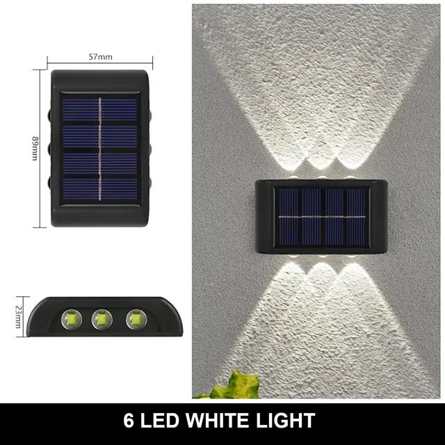 Lampada da Parete Solare per Esterno Impermeabile Alimentata a Energia Solare 6 LED Illuminazione Su e Giù Decorazione Giardino Cortile Casa Lampada da Parete