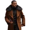 Men's Plus Size Double-Breasted Fur Collar Wool Coat