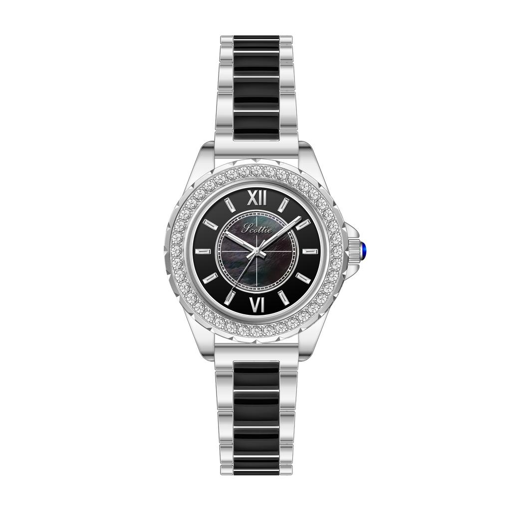 Ceramic Steel Belt Women'S Watch 9677 Diamond-Encrusted Fritillary Gold Watch