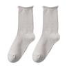 Casual Korean Style Hosiery Women Mid-Length Crew Socks, Loose Cuff Mittens, Comfortable Breathable Athletic Socks Solid Color for Autumn Winter Daily