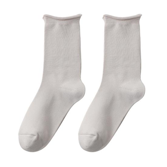 Casual Korean Style Hosiery Women Mid-Length Crew Socks, Loose Cuff Mittens, Comfortable Breathable Athletic Socks Solid Color for Autumn Winter Daily