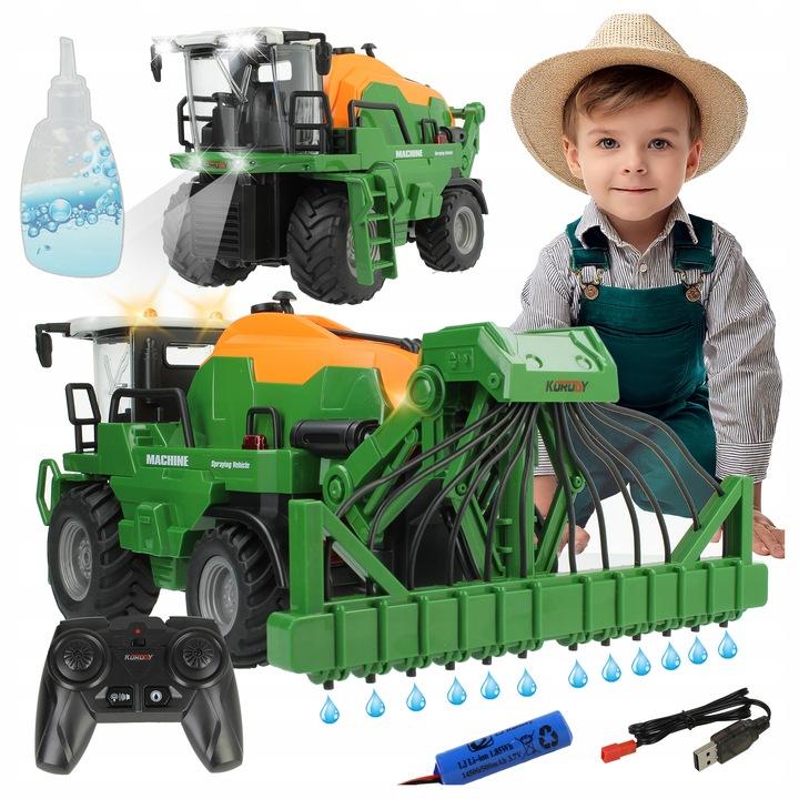 Traktor Zabawka Zdalnie Sterowany Rc Maszyna Rolnicza + Opryskiwacz Z Wodą