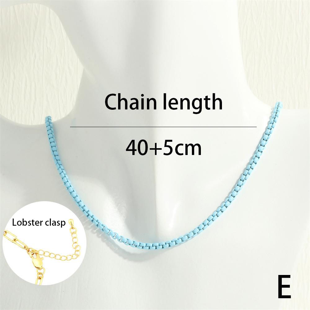 

Colorful Spray Paint Copper Chain Necklace - Trendy European & American Street Beach Style, Niche Layered Design.