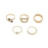 INS Style Alloy Rings, Cross-border Minimalist Light Luxury Snake Stackable Ring Set Diamond Inlaid Women Couple Rings