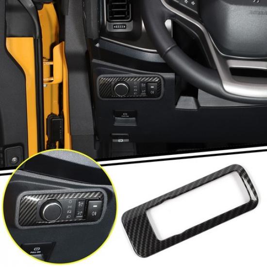 Interior Headlight Switch Button Cover Trim Frame For Ford Bronco + Carbon