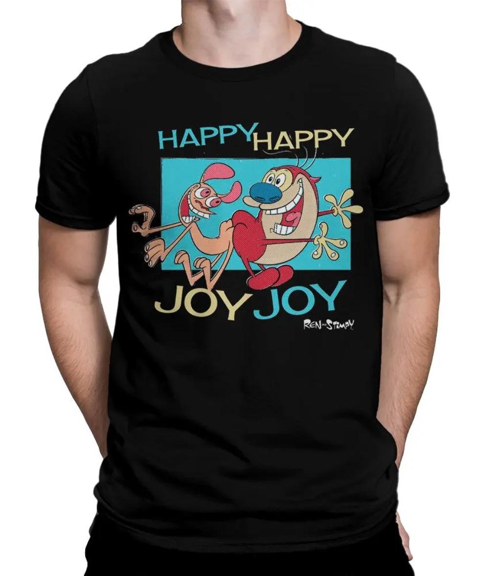 The Ren and Stimpy Happy Happy Joy Joy T-Shirt Men s Women s Sizes Clothing Graphic Short Sleeve Shirt Men Women All-Season S разноцветный