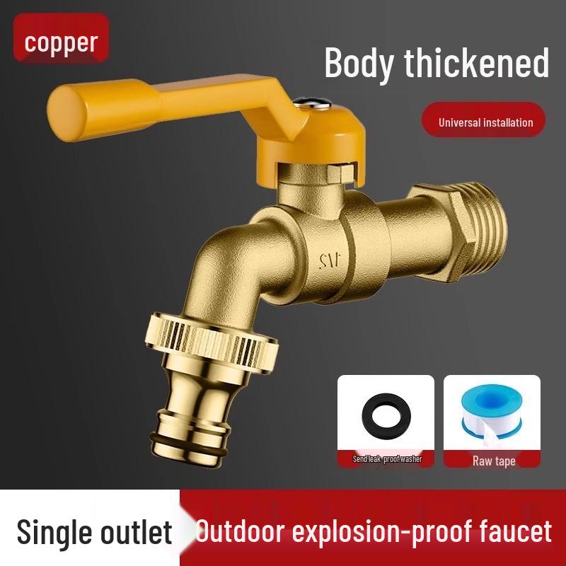 All-Copper Dual Outlet Outdoor Antifreeze Faucet with Lock for Garden and Washing Machine