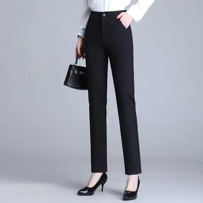 Pantalones de traje casuales para mujer, pantalones de trabajo profesionales rectos, ajustados, de cintura alta, drapeados, pantalones de trabajo finos de cintura alta.