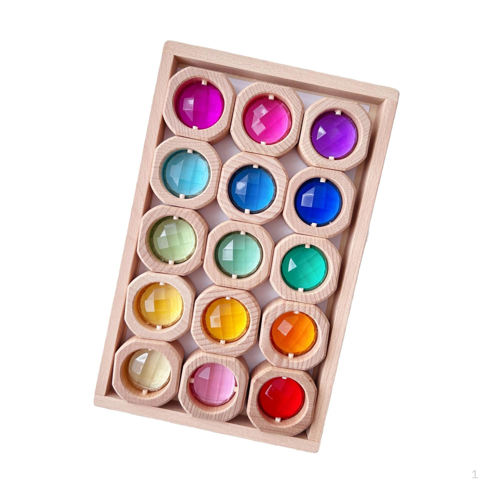 

Rainbow Building Blocks Sensory Toys Translucent Wood Acrylic Stacking Toy Learning for Children