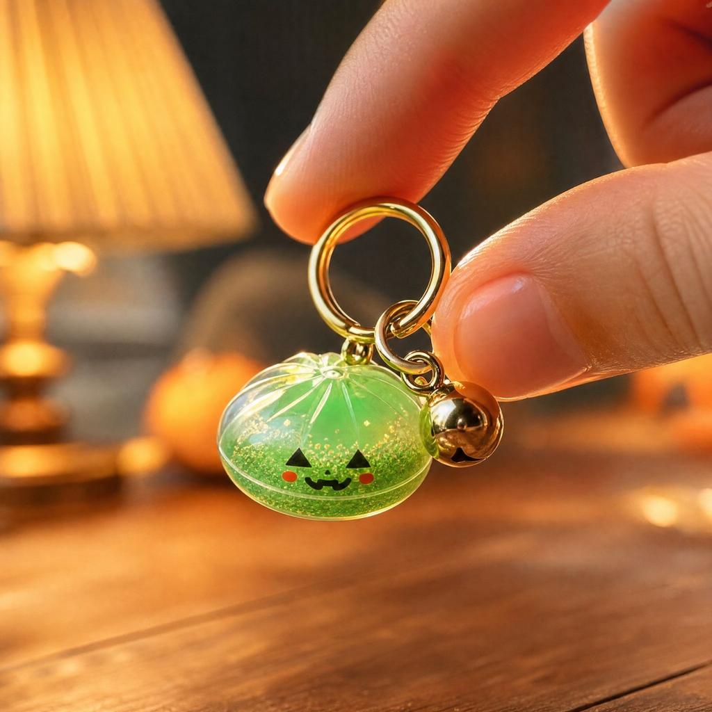 Halloween Quicksand Keychain with Realistic Bun Charm, Creative Acrylic Backpack Pendant