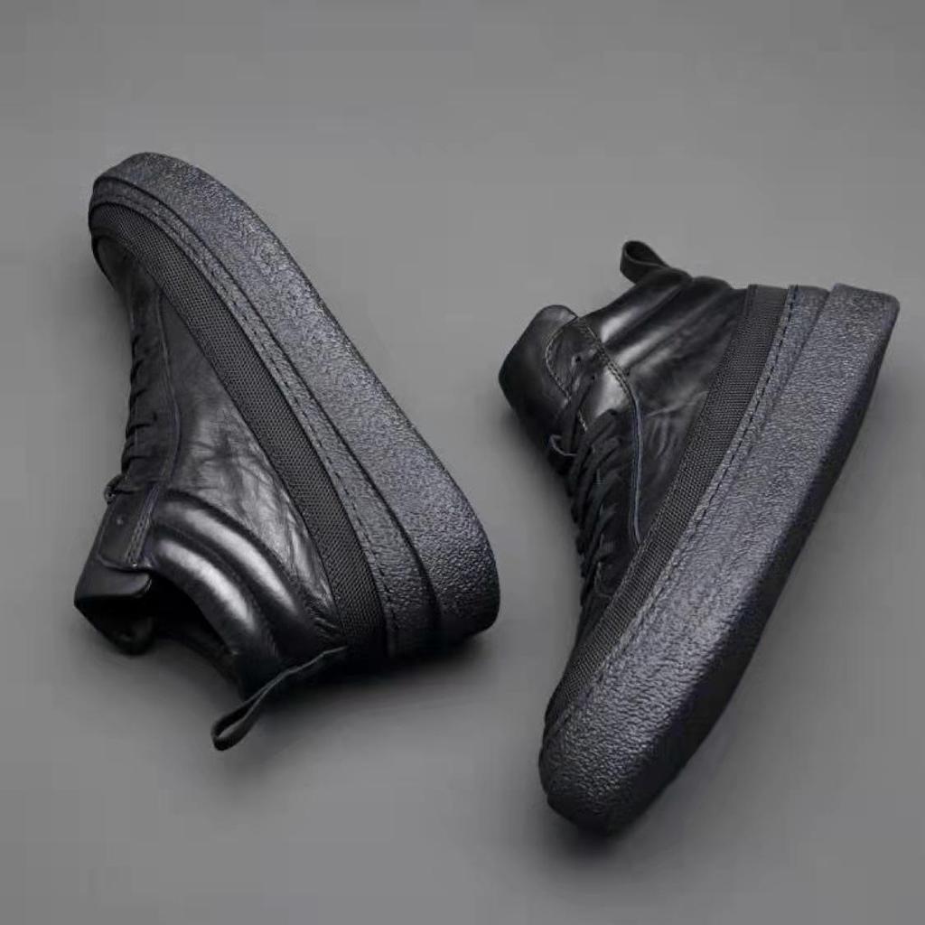 Herren Trendige High-Top Stiefeletten: Herbstliche Lässige Plus Samt Leder Rindsleder Schuhe