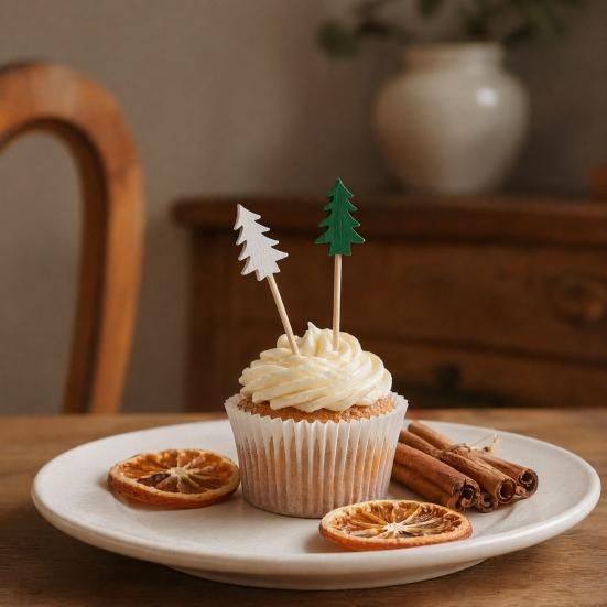 100 Stück Cocktailspieße, Weihnachtsbaumspitze Dekoration, Einweg-Bambusspieße, für Vorspeisen, Obst, Kuchen Dekoration