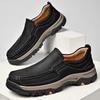 Fashion Fashion Leather Male Loafers Thick Bottom Business Shoes Men Slip-on Leather Mens Casual Shoes Senior Brand Male Hiking Footwear