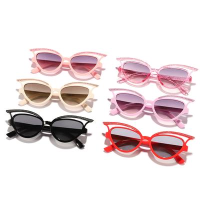 Children'S New Candy Color Hollow Out Shiny Cat Eye Boys And Girls Fashion Street Shooting Must-Have Sunshade Sunglasses