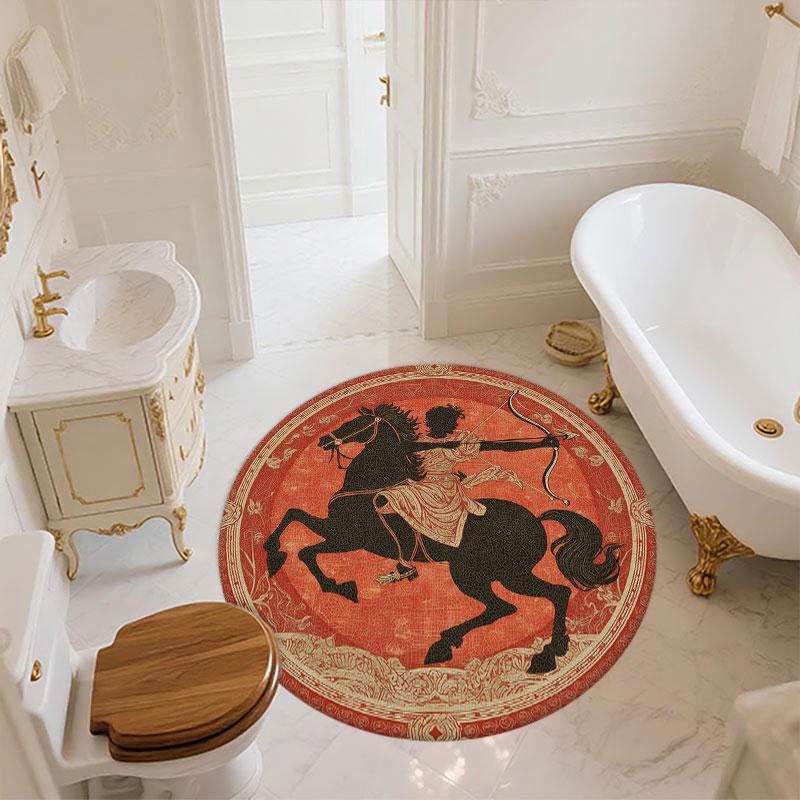 Ancient Greek Art pattern round rug,Carpet Rug for Living Room Bedroom Playroom ,Non-slip Floor Mat,Holiday Gifts and Birthday Gifts.