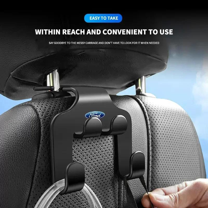 Car Sticker Car Back Seat Double Hook Hanging Storage Mobile Phone Holder For Ford Focus ST Ranger Mondeo Kugo Ecosport Fiesta K
