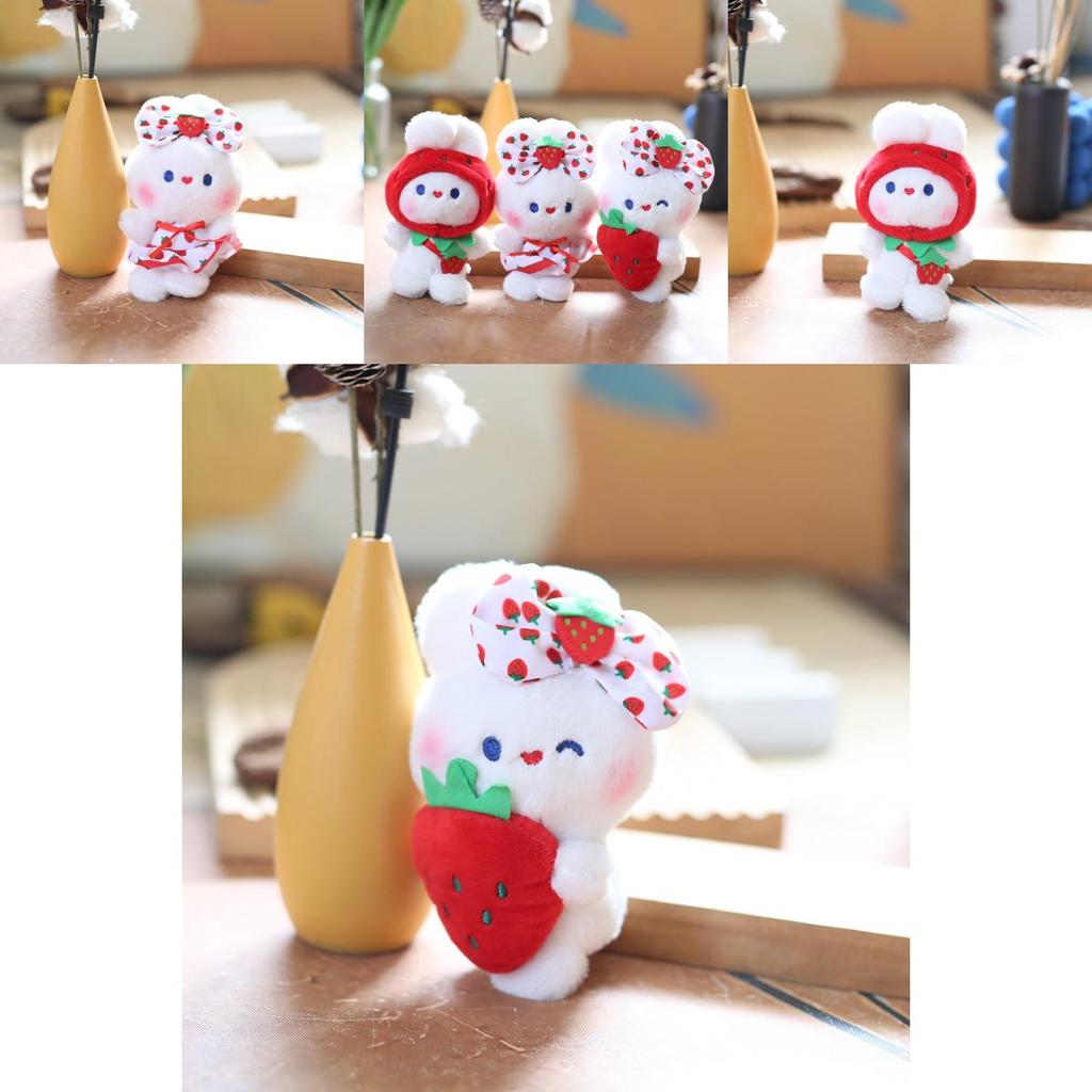 Adorable Strawberry Bunny Plush Toy Cute Doll Keychain Gift For Bags