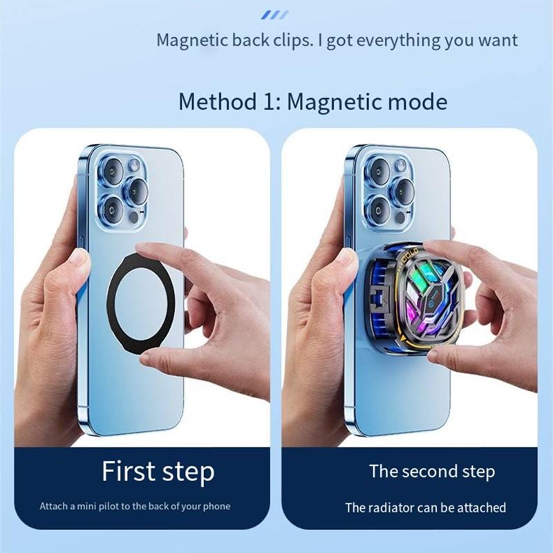 2-in-1 Magnetic Mobile Radiator Cooling Fan for iPhone IPAD Samsung Huawei Mobile Phone Tablet Computer General Game Cooling
