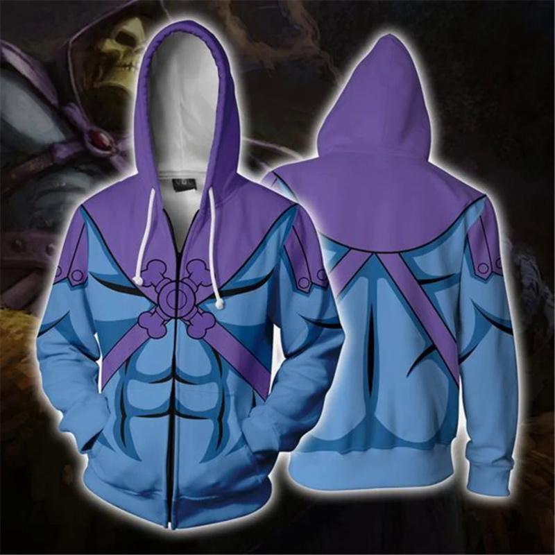 

Мужская толстовка с капюшоном Skeletor Master of the Universe Zip Up Hoodie с 3D-принтом Casual Zip Hoodie Tops