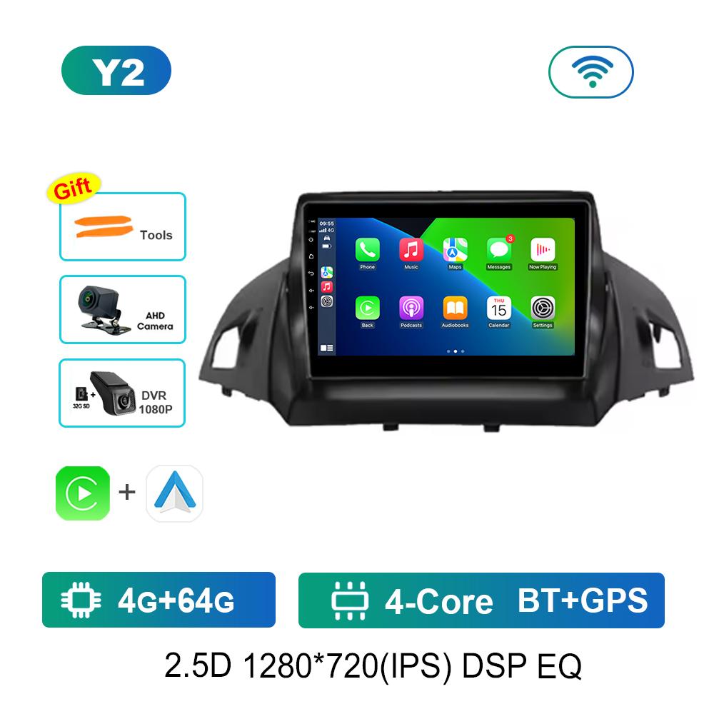 Carplay DSP Stereo Android System for Ford Kuga 2 Escape 3 2012 - 2019 Navi GPS Car Video Multimedia Player WiFi+4G Split Screen