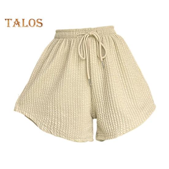 Summer Women Shorts Drawstring High Elastic Waist Loose Irrgular Hem Plus Size Pocketed Pure Color A-line Thin Casual Sport Homewear Short Pants