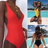 Elegant Women's One-piece Swimsuit With Deep-v Design And Padded Bra For Stylish Beach Adventures
