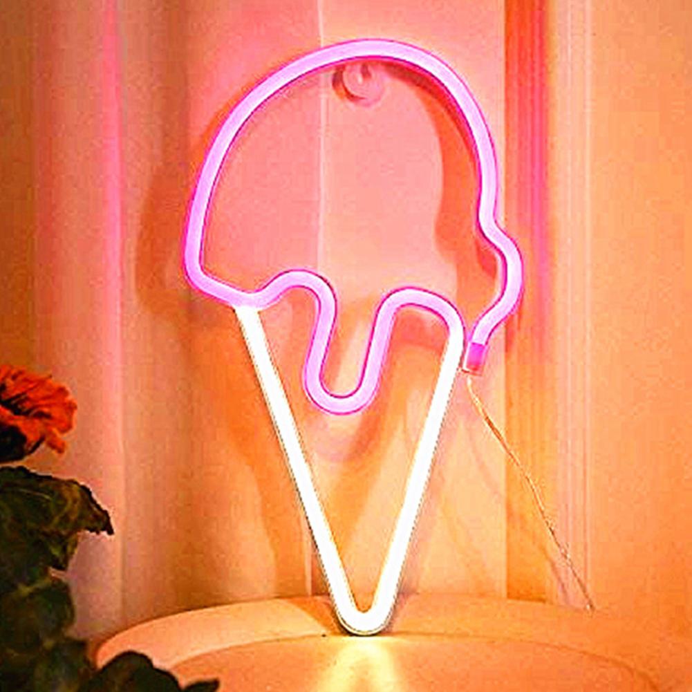 Ice Cream Neon Sign LED Light, Battery Or USB Powered Neon Light Up Signs, For KTV Pub Bar Party Home Bedroom Decorations Aesthetic Birthday Gifts