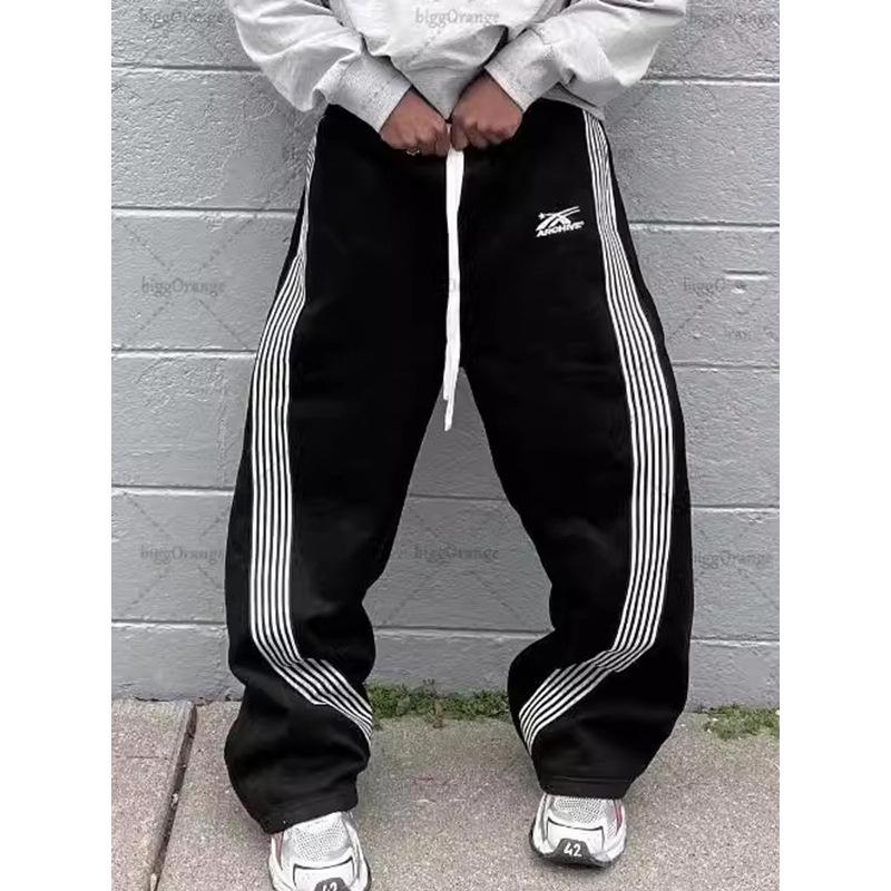 2025 Autumn/Winter Men's Striped Hip Hop Straight-Leg Casual Pants
