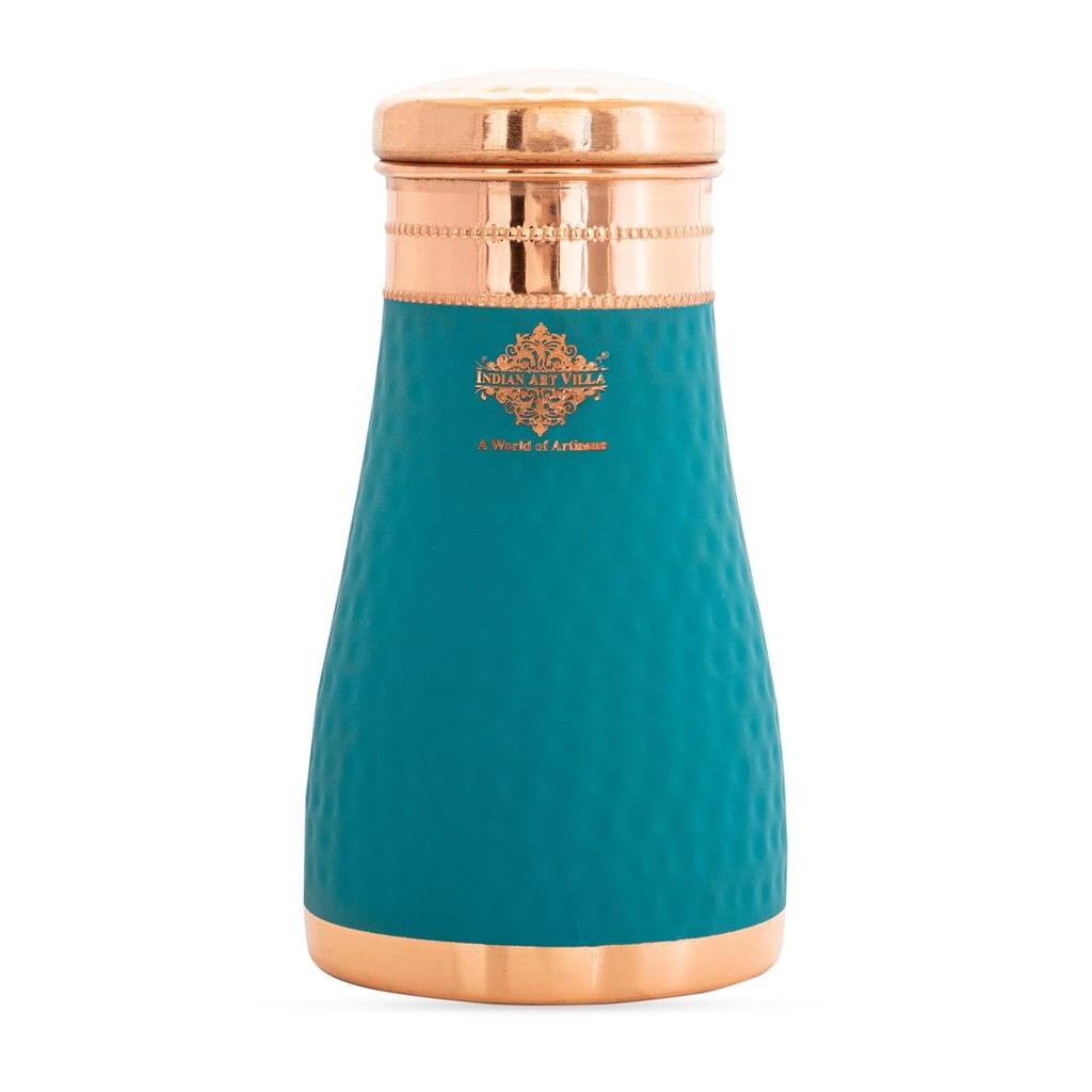 Медная бутылка (950 мл), Copper Water Bottle (Sky Blue Silk Finish), Indian Art Villa
