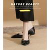 29815 [sheepskin] Flat Shoes Women's Thick Heel 2025 New Pointed Bow Low Heel Ballet Style Shoes