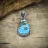 Tibetan Turquoise Gemstone 925 Sterling Silver Jewelry Pendant 2.09" M-36