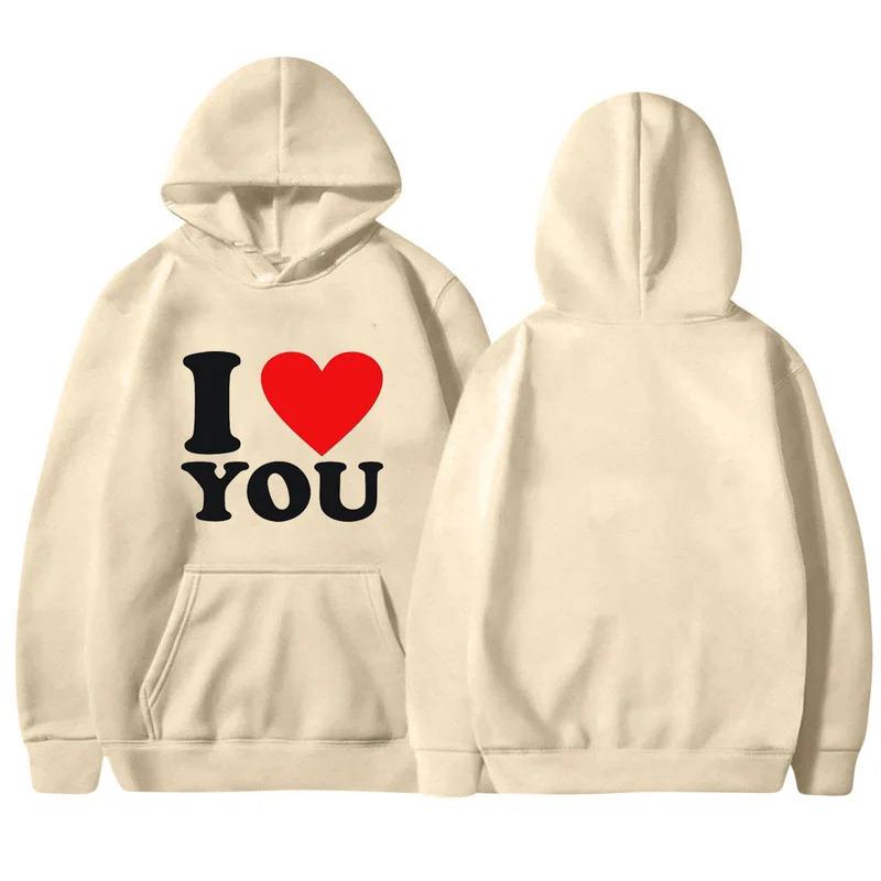 Κινούμενα Σχέδια Anime Ζευγάρι Φούτερ με Κουκούλα Ευρωπαϊκό Μέγεθος Μπλούζα με Εκτύπωση Γράμμα I Love You