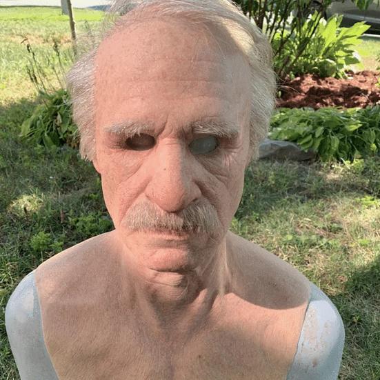 Gammal Mans Mask för Vuxna Realistisk Latex Äldre Människa Huvudtäckning med Livslika Rynkor för Halloween Maskerad Cosplay Kostymrekvisita
