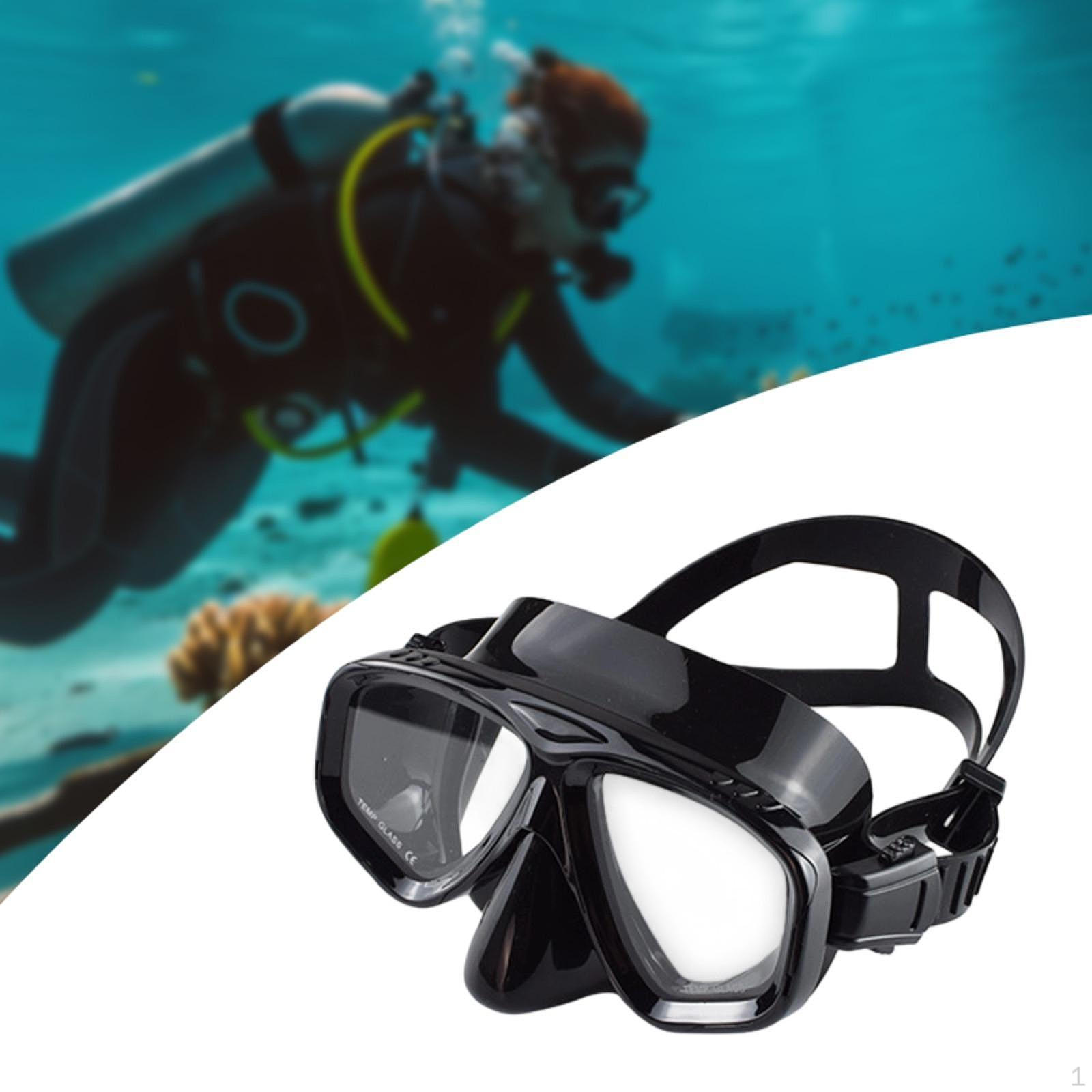 Diving Panoramic Wide View Breathing Snorkeling Gear Swim Goggles for Sports Scuba Freediving Black